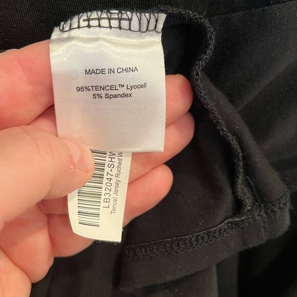 Quince Size M Medium Tencel Jersey Ruched Waist Dress Black Pockets - Picture 3 of 8